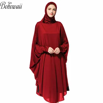 BOHOWAII Palve Rõivas, Pikk Palve Riided 3 Värvid Abayas Naiste Namaz Islami Moslemi Kleit Hijab