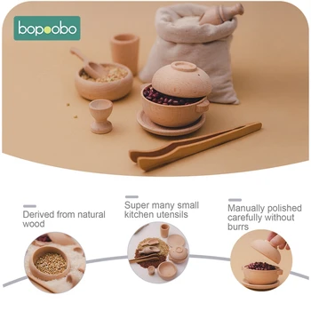 Bopoobo Puidust Montessori Söögiriistad Teeselda Play Tee Komplekt Puidust Hariduslik Tegevus, Köök, Toit, Mänguasi Inspireeritud Puidust Laste Mänguasju