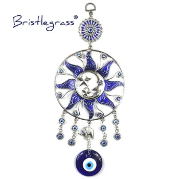 BRISTLEGRASS türgi Sinine Kurja Silma Sun Moon Star Elevant Amuletid Õnnelik Võlu Seina Riputamise Ripatsid Pendel Õnnistus Kaitse