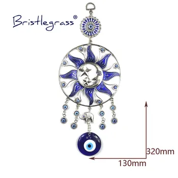 BRISTLEGRASS türgi Sinine Kurja Silma Sun Moon Star Elevant Amuletid Õnnelik Võlu Seina Riputamise Ripatsid Pendel Õnnistus Kaitse