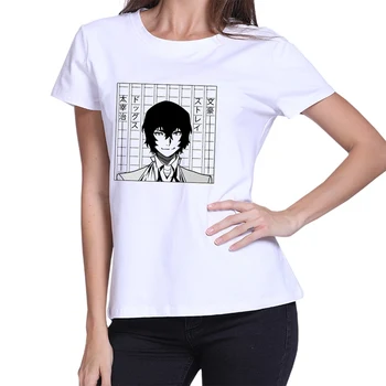 Camiseta femenina Anime Tees Bungou Hulkuvad Koerad Naiste Lühikesed Varrukad O-kaeluse Tshirts Naine Tops