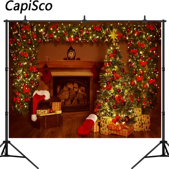 Capisco Jõulupuu Alused Taustaks Kamin Siseruumides Taust Photobooth Dekoratsioonid, Foto Stuudio Portree Rekvisiidid