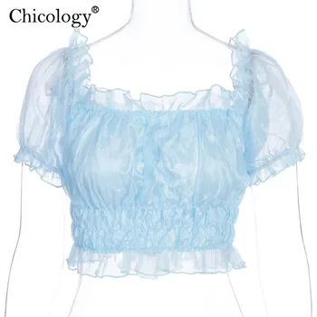 Chicology harajuku silma puhvis varrukad crop top, T-särk naiste lühike seksikas streetwear tshirt 2020. aasta suvel, pool, klubi t-särk riided