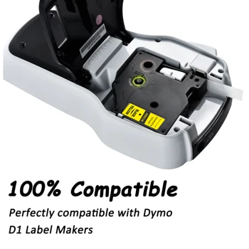 CIDY Dymo D1 45018 ühildub DYMO D1 Silt Lindid 12mm must kollane Label Maker Sobib Label Manager 210 450 LM160