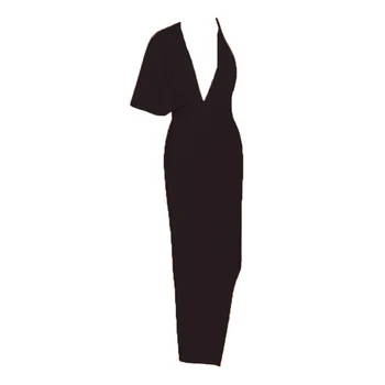 CIEMIILI Draped Backless Naiste Lõhik Õhtu Poole Kleit 2020 Seksikas V-kaelus Oranž Must Pikk BandageDresses