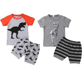 Citgeett BEEBI Poistele Väikelapse Dinosaurus T-Särk Top+Püksid Püksid 2TK Triibuline Suvine riietus Set Cartoon Varustus