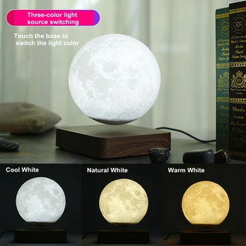 Creative 3D Magnetic Levitation Kuu Lamp Öö Valguses 14cm Pöörleva Led Moon Ujuvad Lamp Kodu Kaunistamiseks Puhkus Kingitused