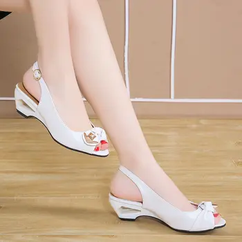 Cresfimix naiste mood valge pu nahk avatud varvas tõsta kõrge kontsaga sandaalid lady must mugavuse suve kingad kanna pumbad a6406z