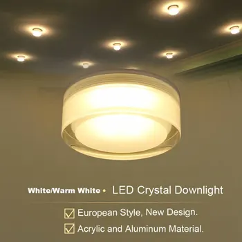 Crystal LED allvalgusti 5W 10W 12W Juhitava led spot valgus AC220V 110V led süvistatavad lae lamp kodu valgustus