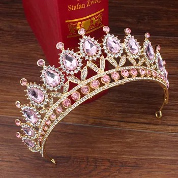 Crystal Pulm Tiara Crown Kuninganna Pruut Diadem Juuste Kaunistused Pea Ehted Aksessuaarid Naistele Tüdrukute Võistlused Headpiece