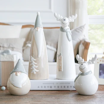 [Cute] Põhjamaade Loomemajanduse Jõuluvana Põtrade Keraamilised Kaunistused Kodu Kaunistamiseks, Käsitöö, Sisustus jõulukinke