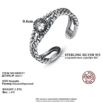 CZCITY Vintage Tahke Link Tai Silver Ring Mööda Avatud Rõngad Naiste 925 Sterling Silver Fine Ehted Lepinguosalise Anel Kingitused SR0217