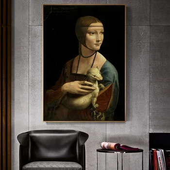 Daam ermine Lõuend Kunst, Maalide Reproduktsioonid Seinale Leonardo Da Vinci Kuulsa Wall Art Pictures Home Decor