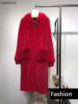 Daamid Paks Talve Jope Uus Naiste Luksus Faux Fur Coat Lahti Soe Outwear Palus Mõõdus 5XL Vabaaja Pikk Overcoat Naine