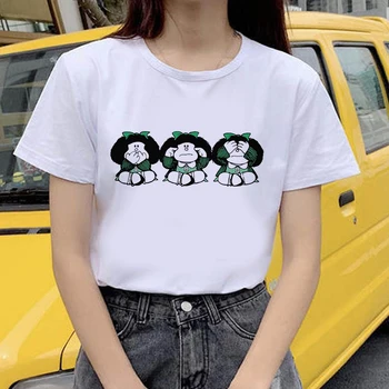 Daamid Vabaaja Harajuku Graafiline T-särk, Lühikesed Varrukad Kawaii Tshirt Naine Naiste T-särk Mafalda Cartoon Mood Print T-särk