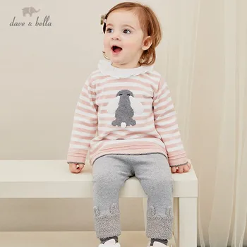 DBH14444-1 dave bella sügisel beebi tütarlaste mood cartoon küülik püksid laste täispikk kids püksid imiku väikelapse püksid
