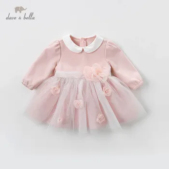 DBM13676 dave bella kevadel beebi tüdruk on printsess õie silma kleit laste mood pool kleit lapsed imiku lolita riided