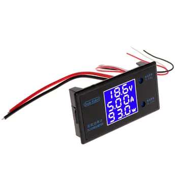 DC 0-50V 5A 250W Voltmeeter Ammeter Wattmeter LCD Paneeli Pinge Amp Power Meter