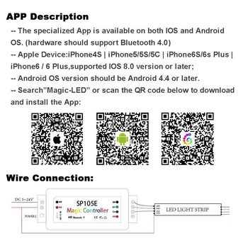 DC5/24V SP105E Traadita Bluetooth-Magic Dream Värv Töötleja IOS Android Kasutada jõulupidu WS2811/WS2812B Led Valgus