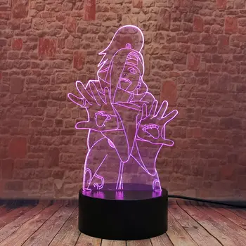 Deidara Anime tegevus ja mänguasi arvandmed 3D led Laua Nightlight Visuaalne Illusioon Lamp Naruto Mudel