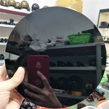 DHX SW suur 20cm naturaalne must obsidian plaat fengshui paks peegel ringi disk reiki tervendav crystal kivi, tasuta riiul