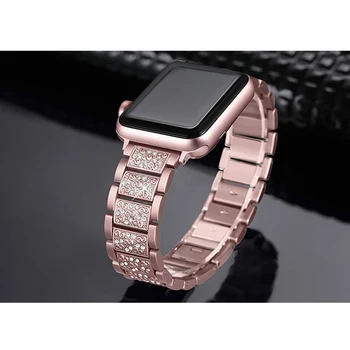 Diamond rihm Apple Watch band 40mm 38mm 42mm 44mm roostevabast terasest iwatch käevõru Apple Vaata 5 4 3 2 40 mm 44mm