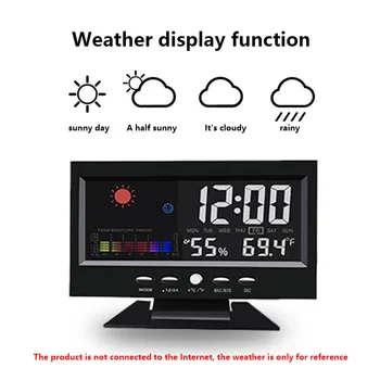 Digitaalne Tabel Kella LCD Taustvalgustus USB Laetav Termomeeter Hygrometer Ilmateade Temperatuur Niiskus Laual Äratuskell