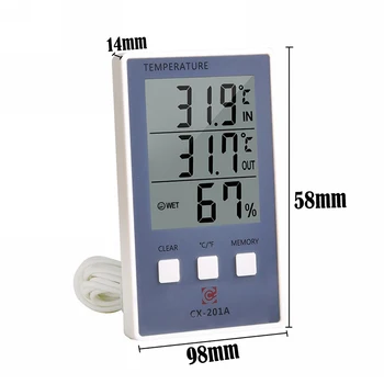 Digitaalne Termomeeter Hygrometer Siseruumides, Väljas Temperatuur Niiskus Arvesti C/F LCD Ekraan Anduri Sond ilmajaamas Hot müük