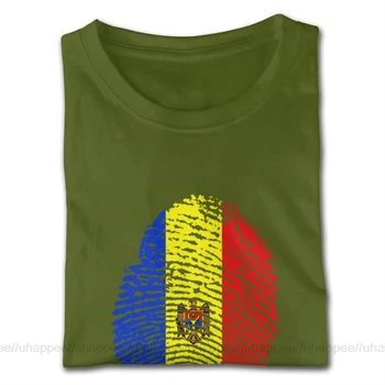 Disain Moldova Lipu Sõrmejälje T-Särk Mens Eritellimusel Lühikesed Varrukad Punase Meeskonna Tees Särk