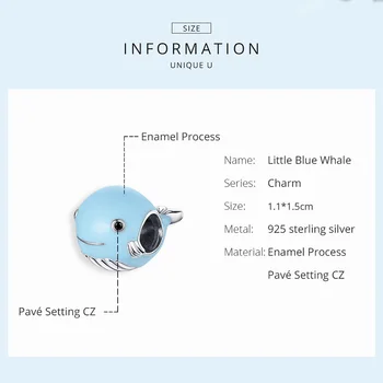 DISINIYA 925 Sterling Silver Marine Loomade Kaitse Sinine Emailiga Vaal metallhelmed Originaal Hõbe Käevõru DIY Beads BSC250