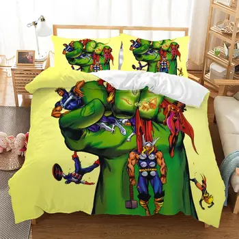 Disney Cartoon Hulk Roheline 3D-Voodipesu Komplekti Poisid Avenger Kangelase Iseloomu Padjapüür tekikott Seatud Magamistuba Decor