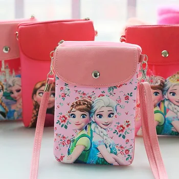 Disney cartoon princess messenger bag pu nahk armas tüdruk suupiste kott daamid mugav Messenger mobiiltelefoni kott külmutatud Elsa Anna