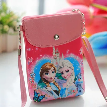 Disney cartoon princess messenger bag pu nahk armas tüdruk suupiste kott daamid mugav Messenger mobiiltelefoni kott külmutatud Elsa Anna