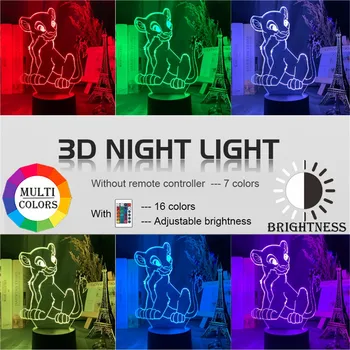 Disney Cartoon Öö Valguses Lion King Nala USB 3D LED-Valgust Lastele, Lapsed LED Night Light Magamistuba Teenetemärgi Xmas Kingitused