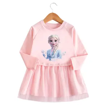 Disney Külmutatud Printsess Tüdrukute Pika Varrukaga Kleidid Kevad Sügis Baby Puuvillane Kleit Riided Tantsu Laste Riided