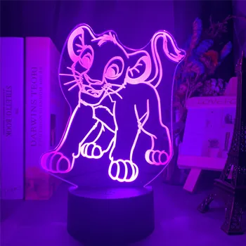 Disney lõvikuningas Simba LED 3D Öö Lamp Värvikas USB LED Night Light Lastele 3D Illusioon Magamistoas Tabel Valgus Xmas Kingitus