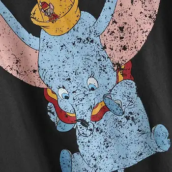 Disney Mood Dumbo Elephant Hiire Koomiks, Print T-Särk O-Kaeluse Pullover Lühikesed Varrukad Vabaaja Magus Stiilne Naiste Tee Tops