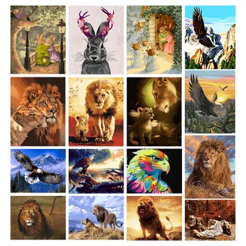 DIY 5D Diamond Maali Lõvi Tikandid Küülik Eagle Metsaline Pilt Kive Mosaiik Joonised Džunglis Loomade Pilt