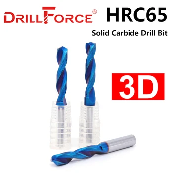 Drillforce 1TK 1mm-16mm HRC65 Tahke Ränikarbiidi Puuriterad, 3D Nano Sinine Spiraal Flööt Twist Drill Bit Kõva Sulam Roostevaba Tool