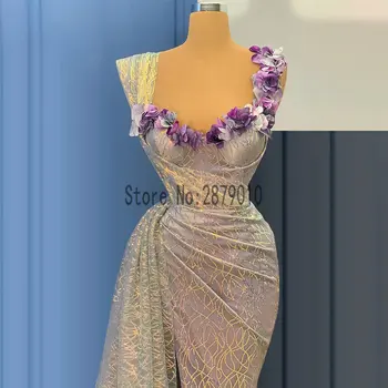 Dubai Helelilla Merineitsi Õhtukleidid Lilled Kallile Kaela Sädelevat Õhtul Hommikumantlid, Custom Made Ametliku Kleit