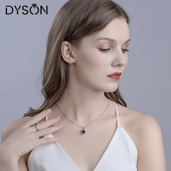 Dyson 925 Sterling Hõbe Rõngad Süda Lõi Vene Nano-Smaragd Pulmad Kihlasormus Naiste Aksessuaarid Trahvi Ehteid
