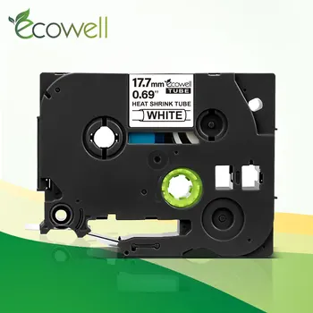 Ecowell 1TK 18mm Hse 241 HSe241 Hse-241 Heat Shrink Torud etiketi teip Must Valgel, asendus Brother P-Touch printer