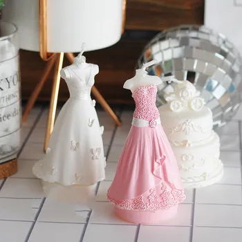 Elegantne Pulm kleit Disain Kunst Küünal Valge Romantiline kunstlik kandma Kleit Cake Sisustus Baby Shower Sünnipäeva Suveniiri