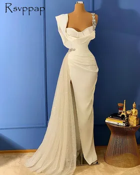 Elegantne Valge Pikk Õhtu Kleidid 2020 Seksikas Merineitsi Ühe Õla Dubai Naiste Ametliku Poole Öö, Õhtul Hommikumantlid, Mille Pilu