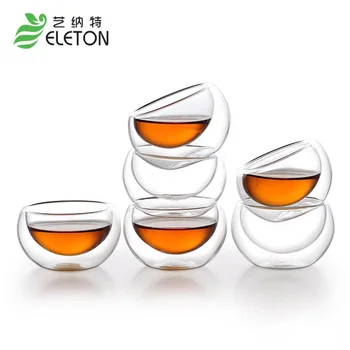 ELETON 6 tk/komplekt 50ml Topelt klaas läbipaistva väikese tassi tee tassi Kung Fu tee tee tarvikud, soojustus, Klaas Drinkware