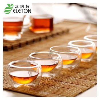 ELETON 6 tk/komplekt 50ml Topelt klaas läbipaistva väikese tassi tee tassi Kung Fu tee tee tarvikud, soojustus, Klaas Drinkware