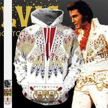 Elvis Digital Print Kapuutsiga Topp Mood Lahtised Paaride Tõusulaine Trüki-Topp Mees Fliisist Soe Kevad Tracksuit Casual Sportswear