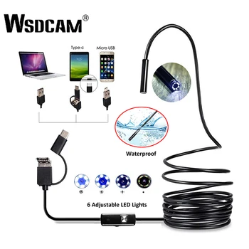 Endoscope Kaamera 7MM 3 in 1 USB Mini Videokaamera, IP67, Veekindel 6 LED Borescope Kontrolli Kaamera Windows Macbook PC Android