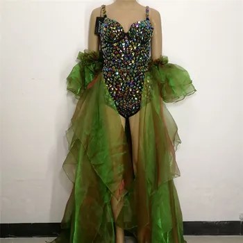 Ereda värvusega Kristallid seksikas Bodysuit laulja DJ naiste kostüüm jazz tantsu kostüümide catwalk tulemuslikkuse riided juhtiv tantsija Kostüümid