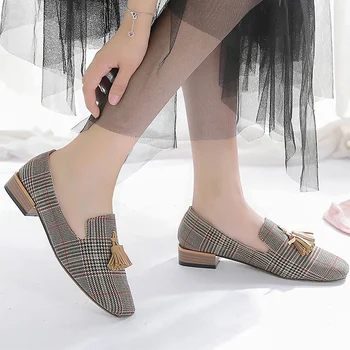 Erisoodustuse Mokassiinkingad tüdrukud Fashion Gingham Korterid kingad naistele Tõsta-Pehmete Lõuend Laisk kingad Disainer luksus Korterid 2019